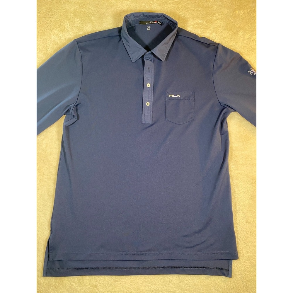 Polo Ralph Lauren Long Sleeve Polo Shirt Men's L Blue Sleeve Hit & Embroidery